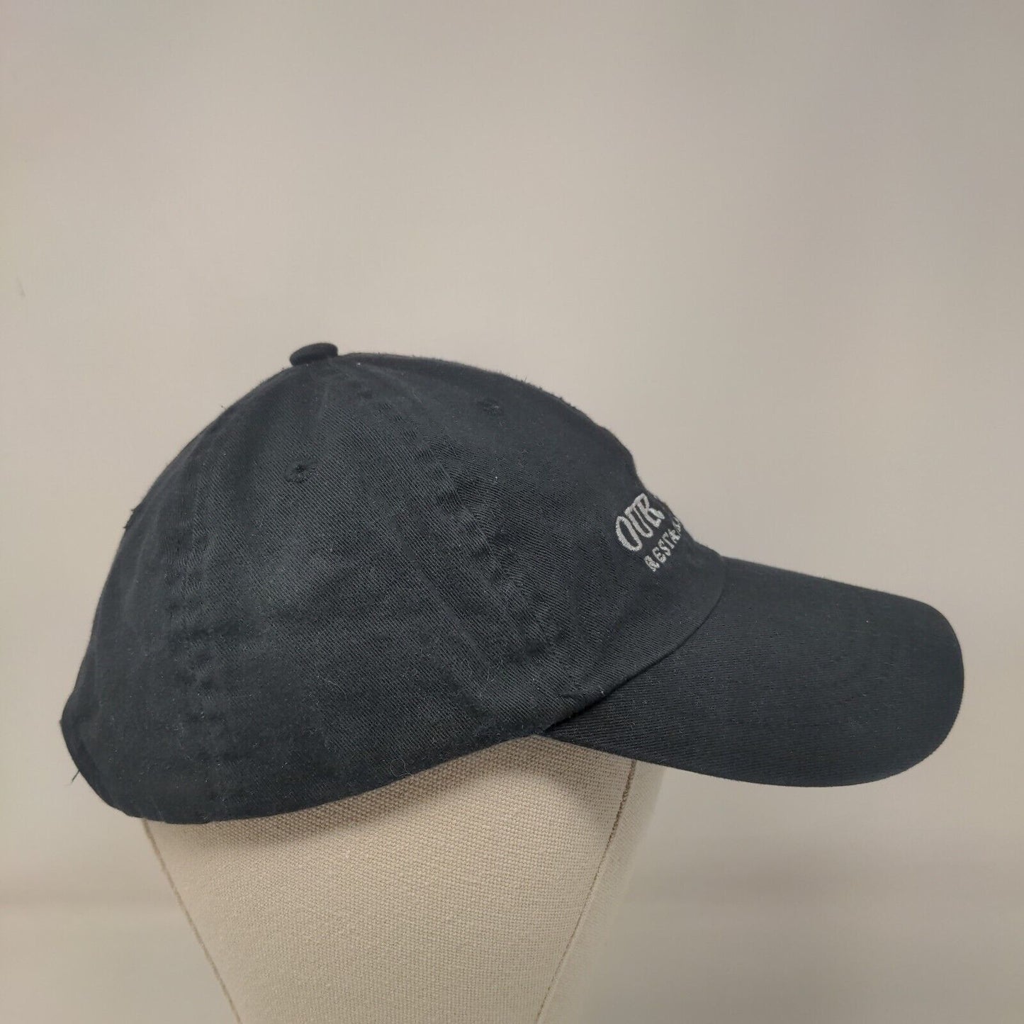 Our Mom's Restaurant & Bar Strapback Hat Black One Size Embroidered