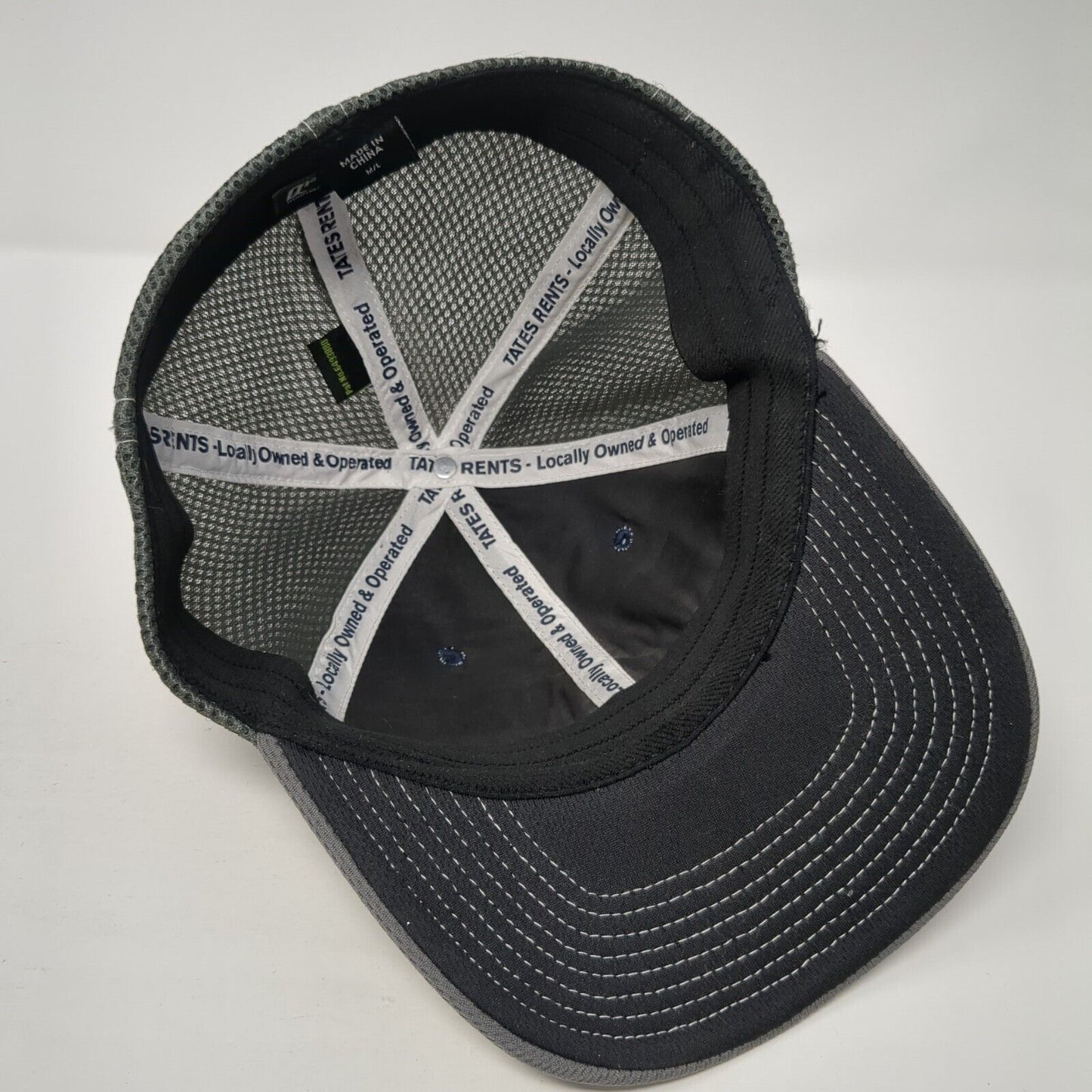 Tates Rents Fitted Mesh Back Hat Gray M/L Embroidered Colorblock Outdoor