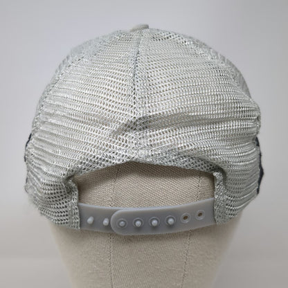ICOM Trucker Hat Gray One Size Snapback Mesh 5 Panel Rope Brim Side Stripes