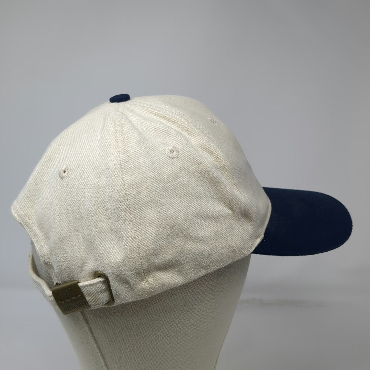 Port Authority Baseball Cap White Blue OS Spike Club 2000 Slideback Hat Vintage