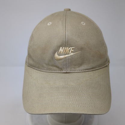 Nike Strapback Hat Tan One Size Adjustable Embroidered Swoosh 6 Panel Cotton