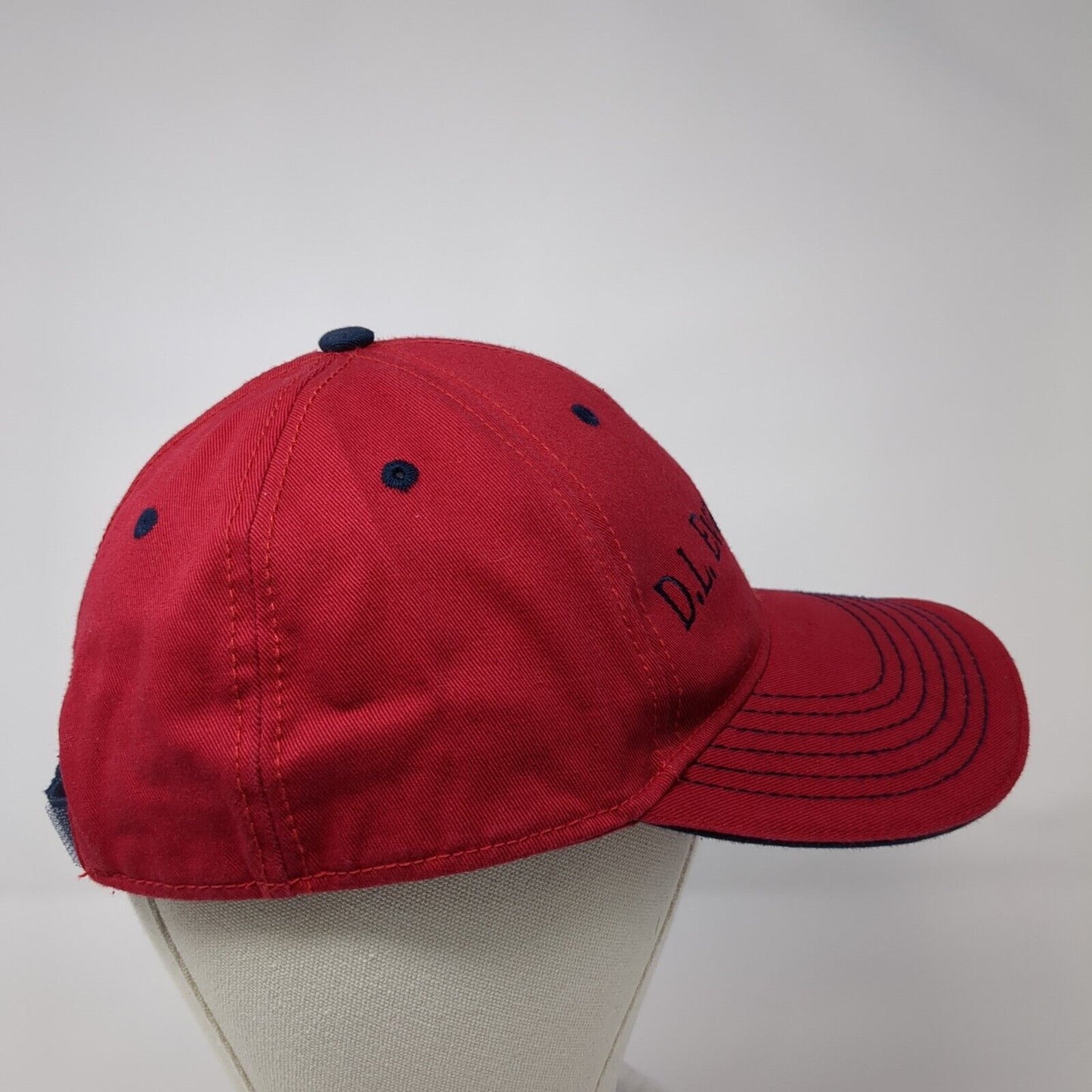 D.L. Evans Bank Strapback Hat Red One Size Adjustable Embroidered Cotton