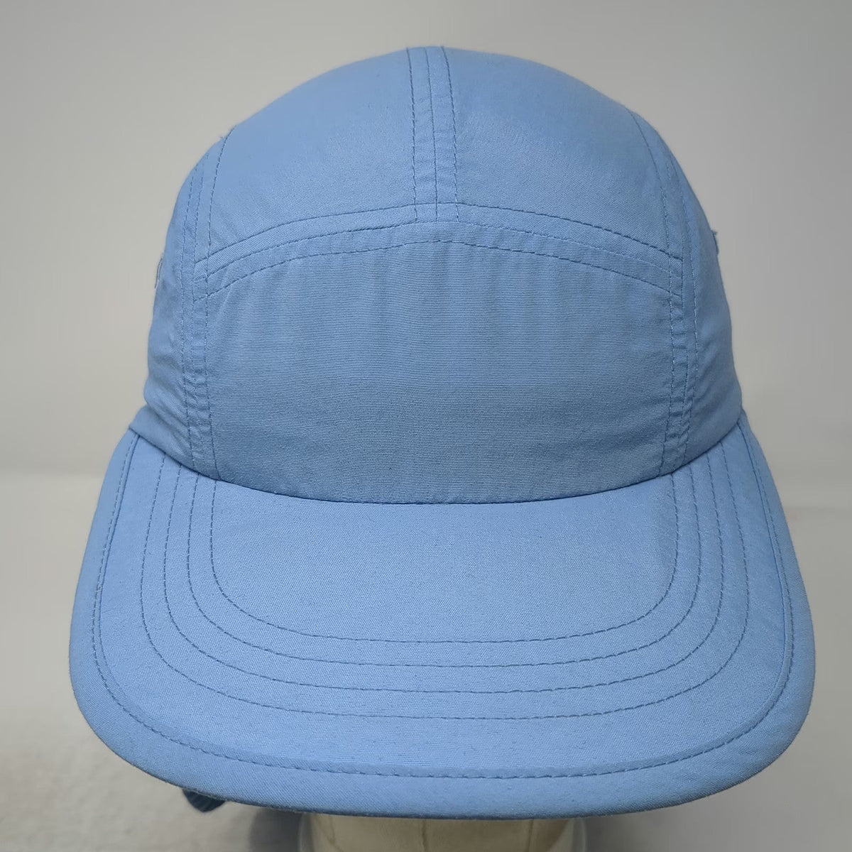 L.L.Bean 5 Panel Blue Hat M Neck Flap Sun Cape Buzz Off Insect Shield Adjustable