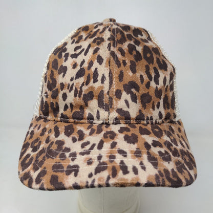 C.C. Women's Strapback Mesh Back Hat Multicolor Leopard Pattern Ponytail Hole