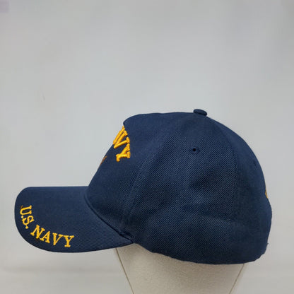 U.S. Navy Strapback Hat Blue One Size Embroidered Vented Holes August Sport