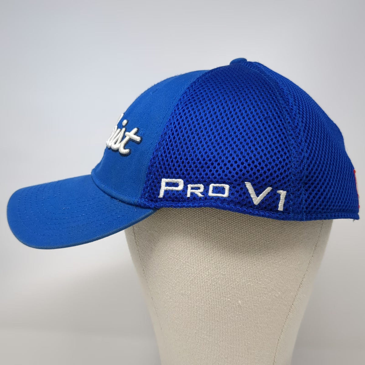 Titleist Baseball Cap Blue XL Pro V1 FootJoy Logo Mesh Back Stretch Fitted Hat