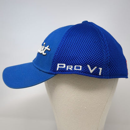 Titleist Baseball Cap Blue XL Pro V1 FootJoy Logo Mesh Back Stretch Fitted Hat