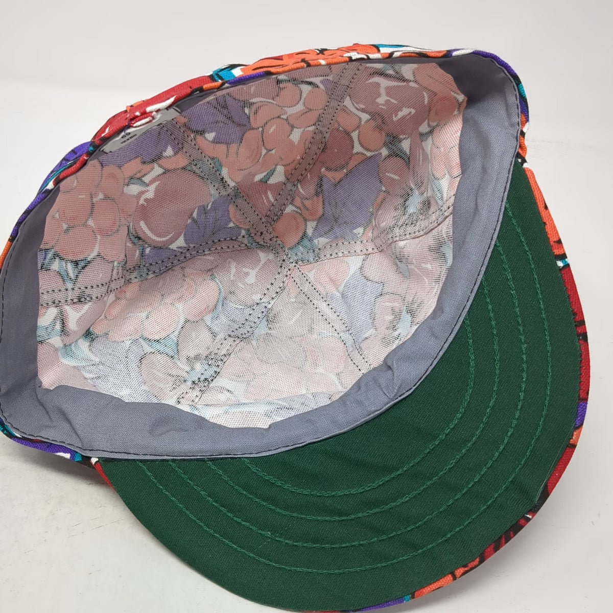 Kromer Baseball Cap Red Floral Print 7 3/8 Welder Hat Made in USA Canvas Vintage