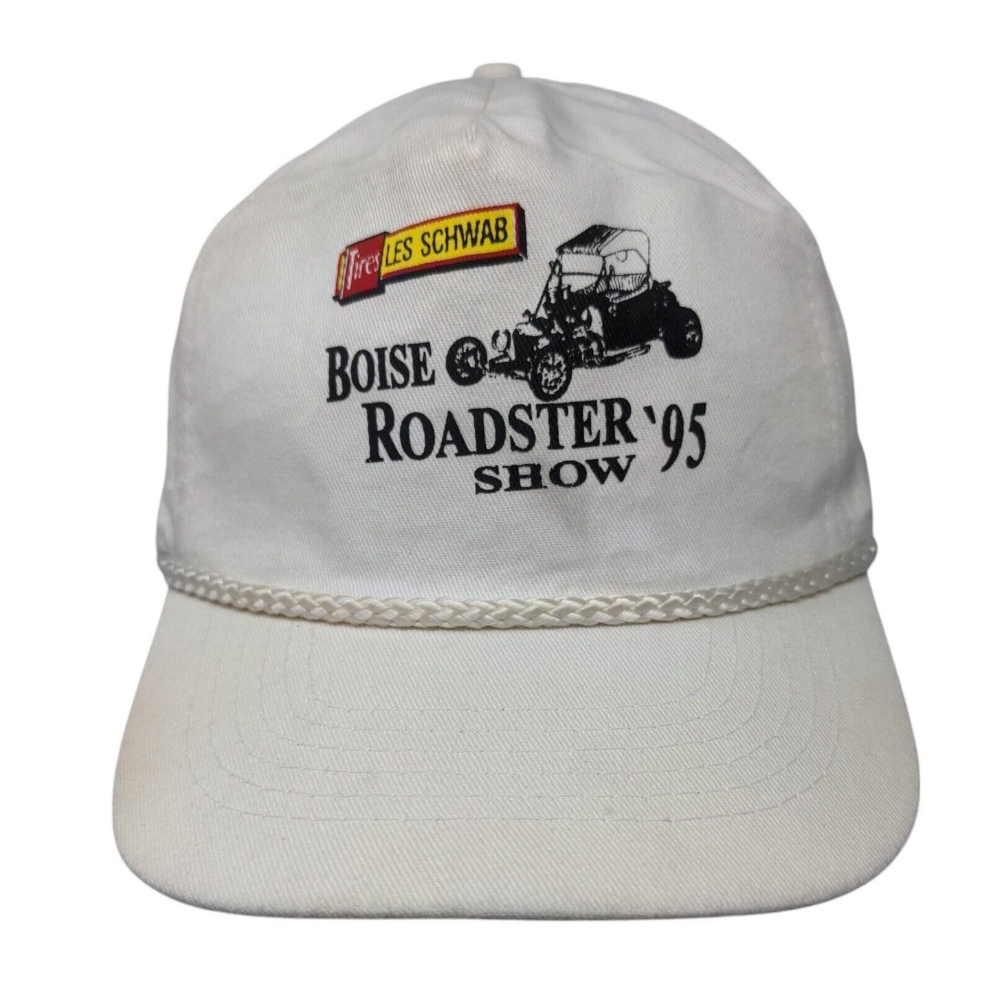 Tires Les Schwab Boise Roadster Show '95 Snapback Hat White OSFA Rope KC Caps