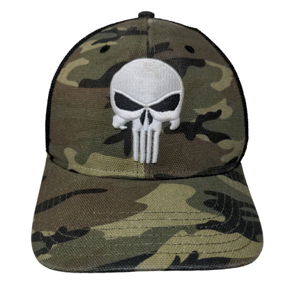 The Punisher Snapback Mesh Back Trucker Hat Camo OSFM Embroidered Marvel