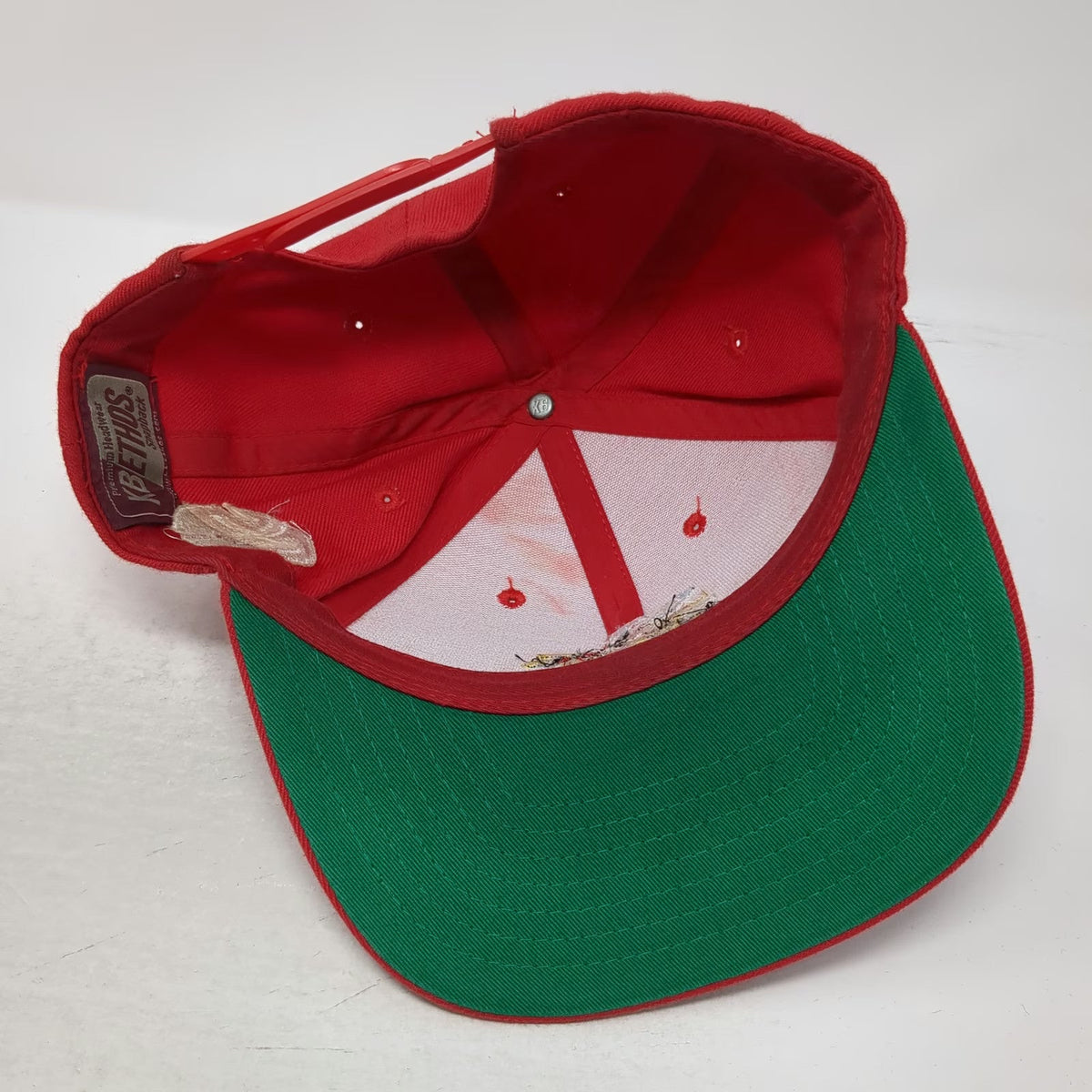 KBETHOS Baseball Cap Red One Size Hornet Mascot HS Logo Green Under Brim Hat