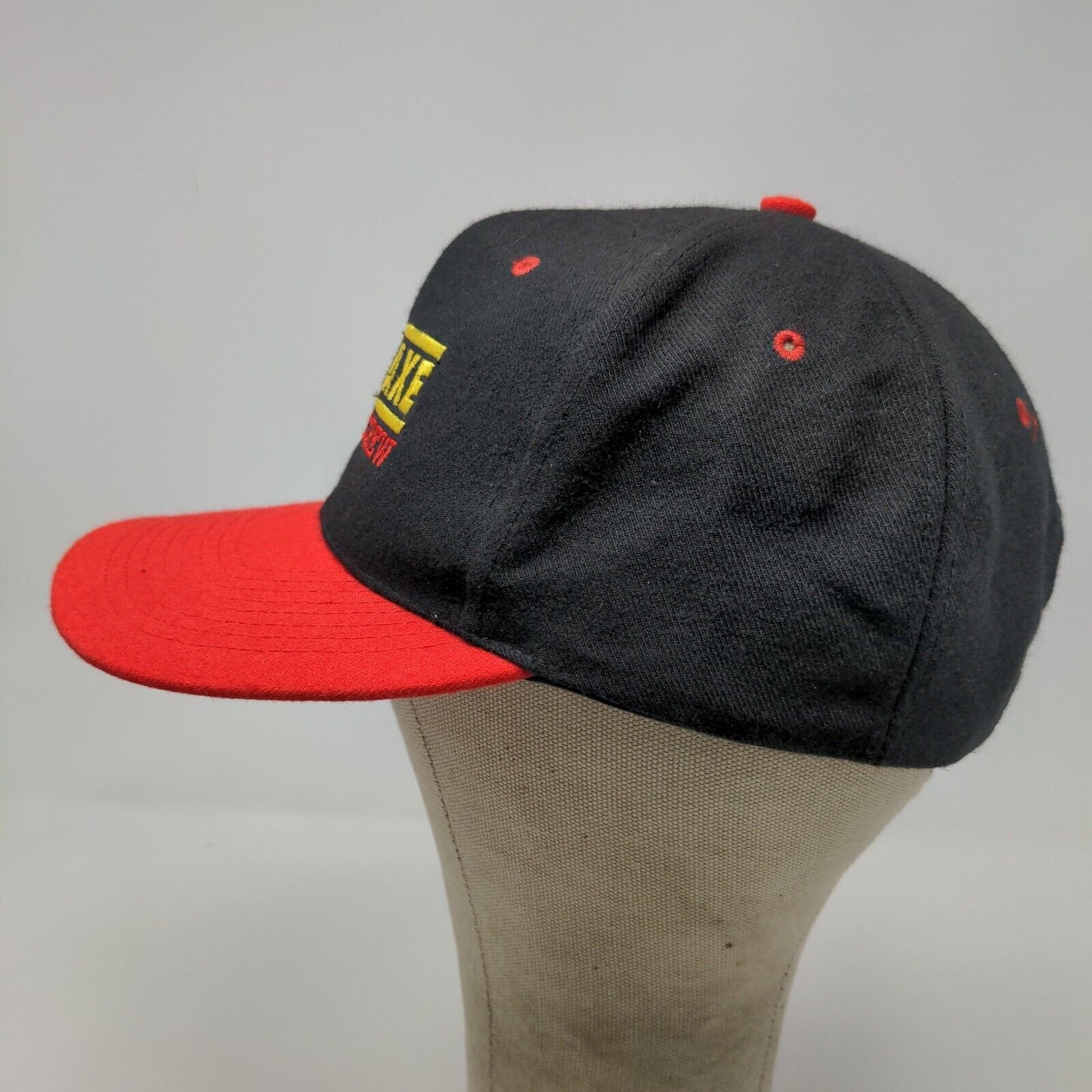 Nissin Men's Snapback Hat Black Red OSFA Embroidered MC Axe Firecrew Logo