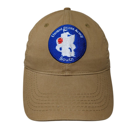 United States Army South Strapback Hat Tan OSFA Embroidered Hit Wear