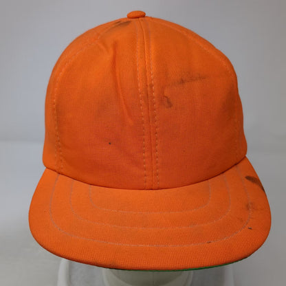 Orange Baseball Cap L Fitted Hat Green Underbrim Solid Polyester Hunting Vintage