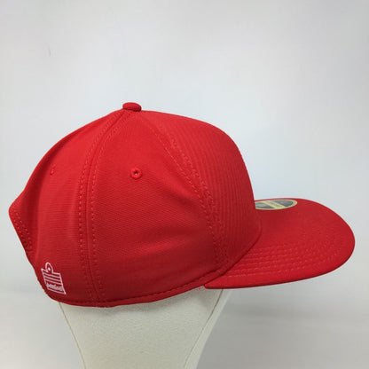 Admiral Men's Snapback Hat Red Size 7 1/4 W/Sticker Polyester Cotton Blend