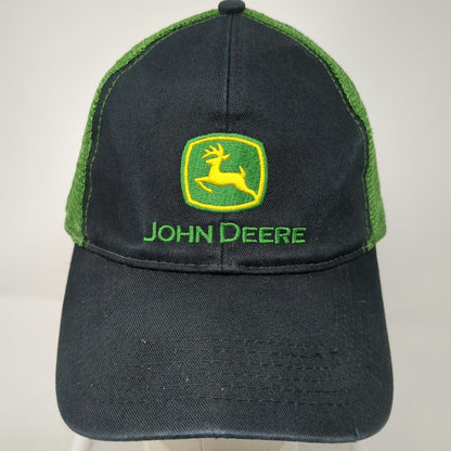 John Deere Trucker Hat Black Green One Size Snapback Mesh Logo Agriculture
