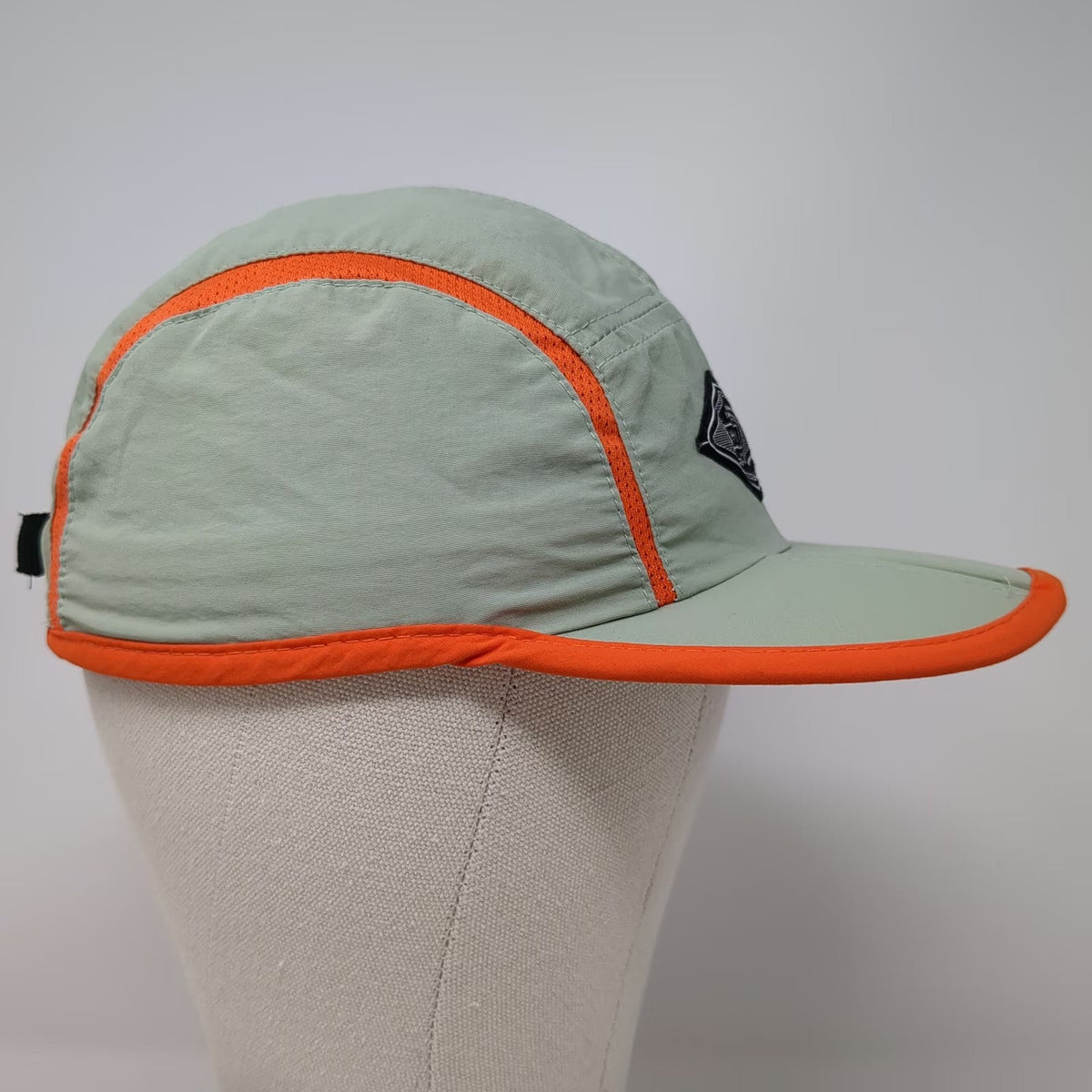 Tech Performance 5 Panel Hat Green Orange One Size Recycled Mesh Logo Slideback