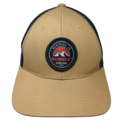 Scheels Trucker Hat Brown One Size Meridian ID Mountain Mesh Snapback Patch Hat