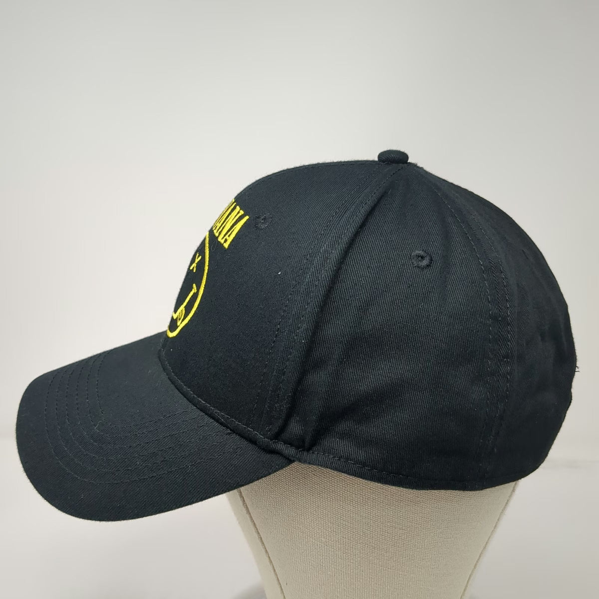 Nirvana Snapback Black One Size Embroidered Smiley Face Yellow Logo Music Hat
