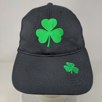 Clover Leaf Slideback Hat Black One Size Adjustable Embroidered Shamrock