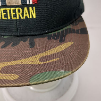 Yupoong Snapback Hat Black One Size Iraqi Freedom Veteran Camo Brim Military