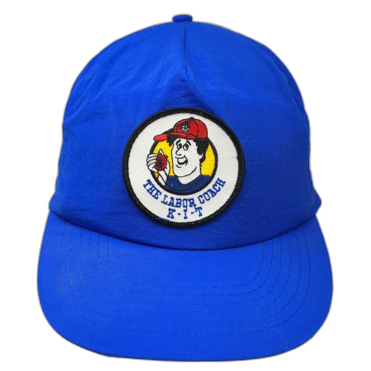 Blue 5 Panel Nylon Snapback Hat The Labor Coach KIT Graphic Patch Logo Vintage