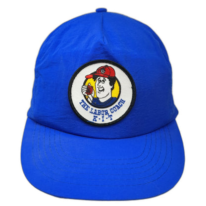 Blue 5 Panel Nylon Snapback Hat The Labor Coach KIT Graphic Patch Logo Vintage
