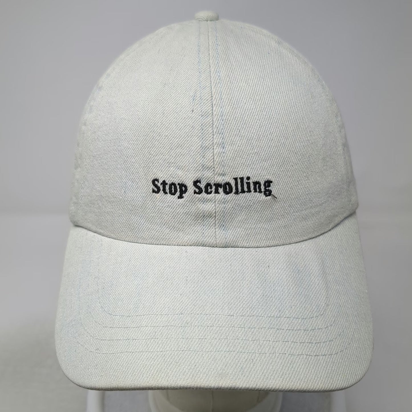 rubi Baseball Cap Blue One Size Stop Scrolling Embroidered Denim Adjustable Hat