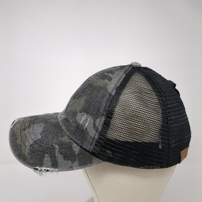 C.C Exclusives Strapback Trucker Hat Ponytail Camo One Size Adjustable