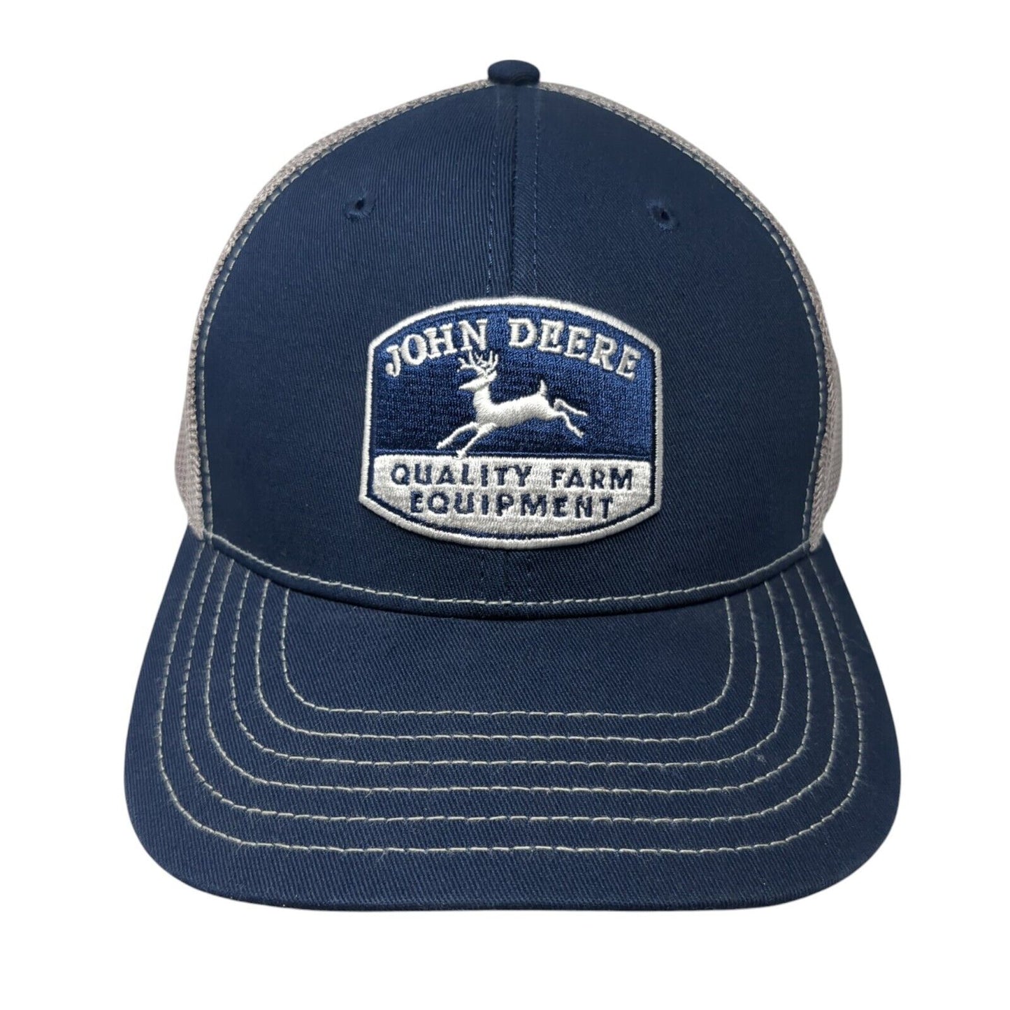 John Deere Quality Farm Equipment Snapback Trucker Hat Blue OS Adjustable Mesh