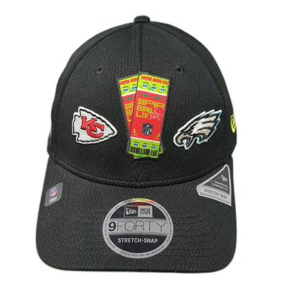 New Era NFL Super Bowl LIX Chiefs Eagles Snapback Hat Black One Size Ticket