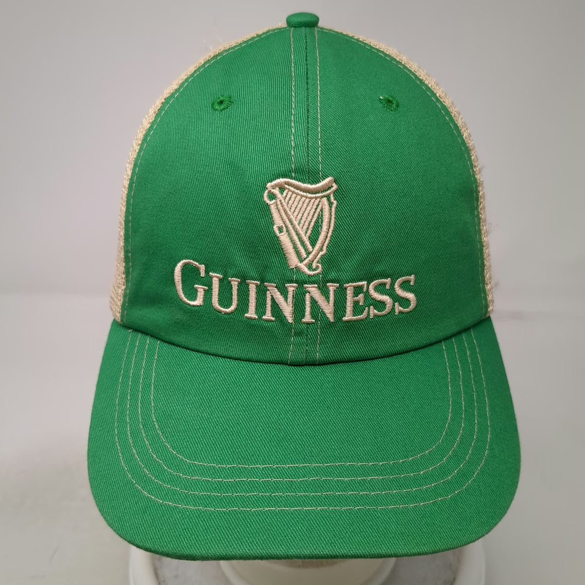 Guinness Trucker Hat Green One Size Mesh Snapback Harp Logo Embroidered Beer