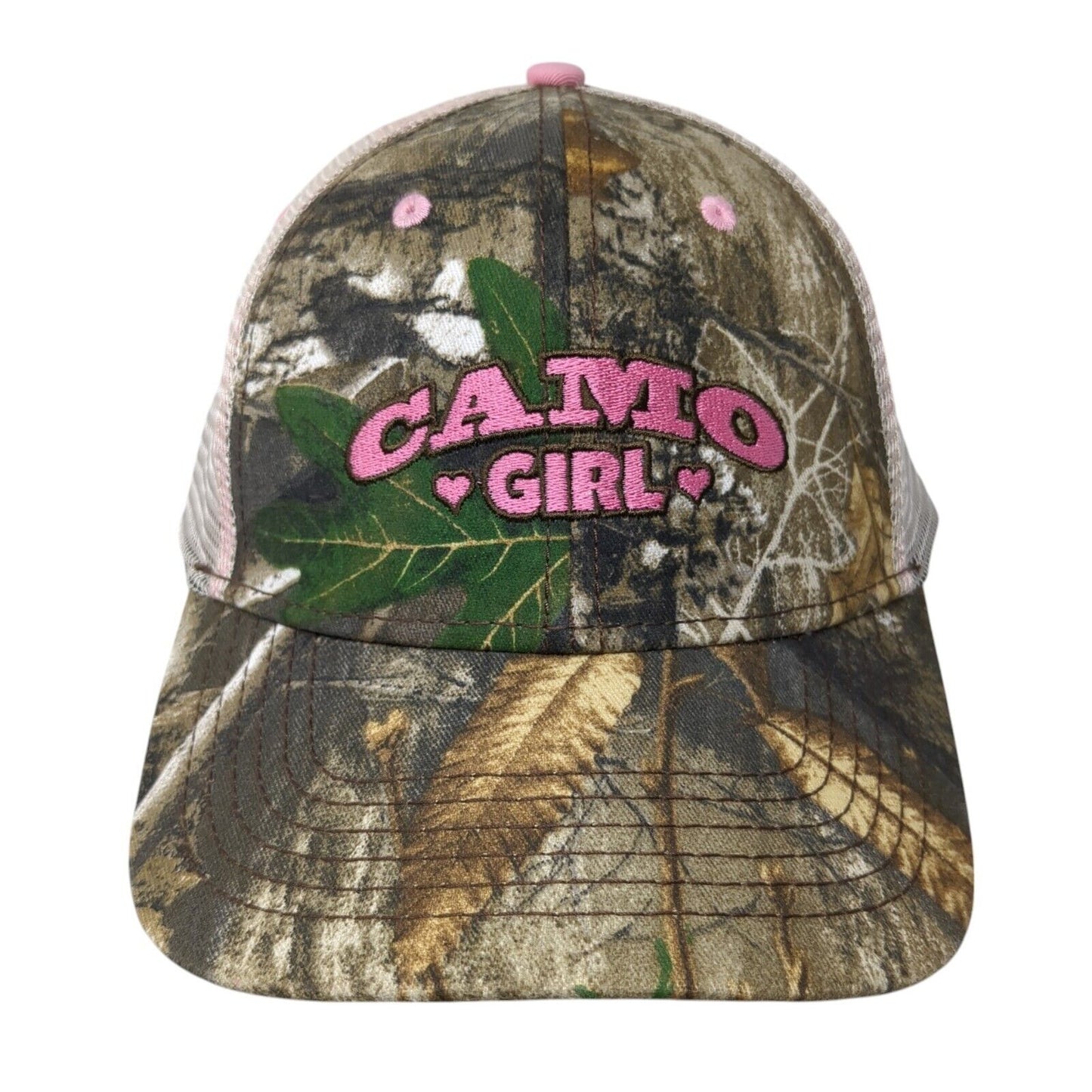 Camo Girl Snapback Trucker Hat Multicolor OS Adjustable Mesh Back Embroidered