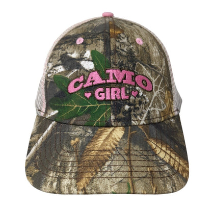 Camo Girl Snapback Trucker Hat Multicolor OS Adjustable Mesh Back Embroidered
