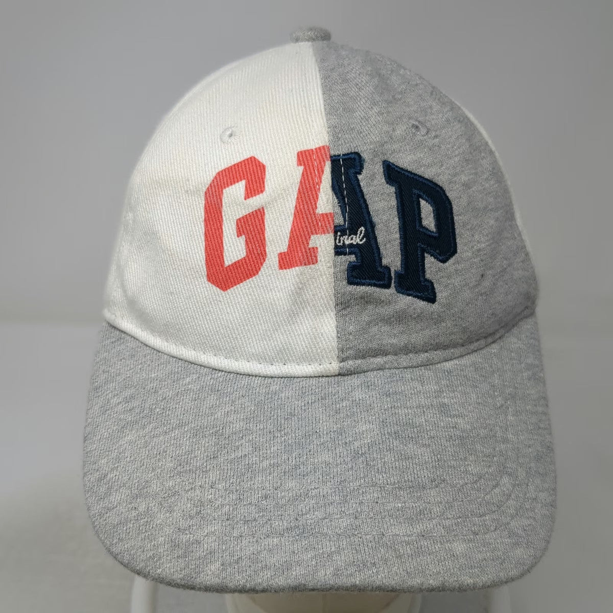GAP Baseball Cap Gray White One Size Paris Tokyo Split Design Cotton Blend Hat