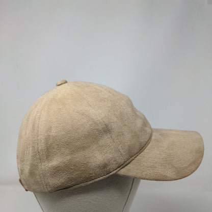 Unbranded Strapback Hat Tan OSFM Suede Adjustable Solid 6 Panel Blank