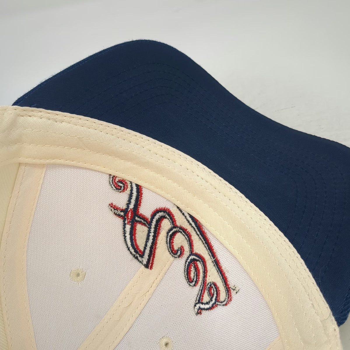 Aces Snapback Hat Beige Blue Red One Size 6 Panel Embroidery Curved Bill Cap