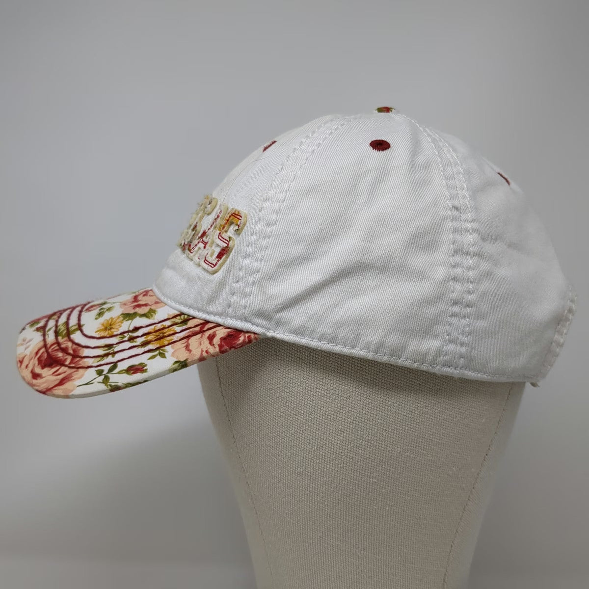 OGM Headwear Baseball Cap White One Size Floral Las Vegas Applique Strapback Hat