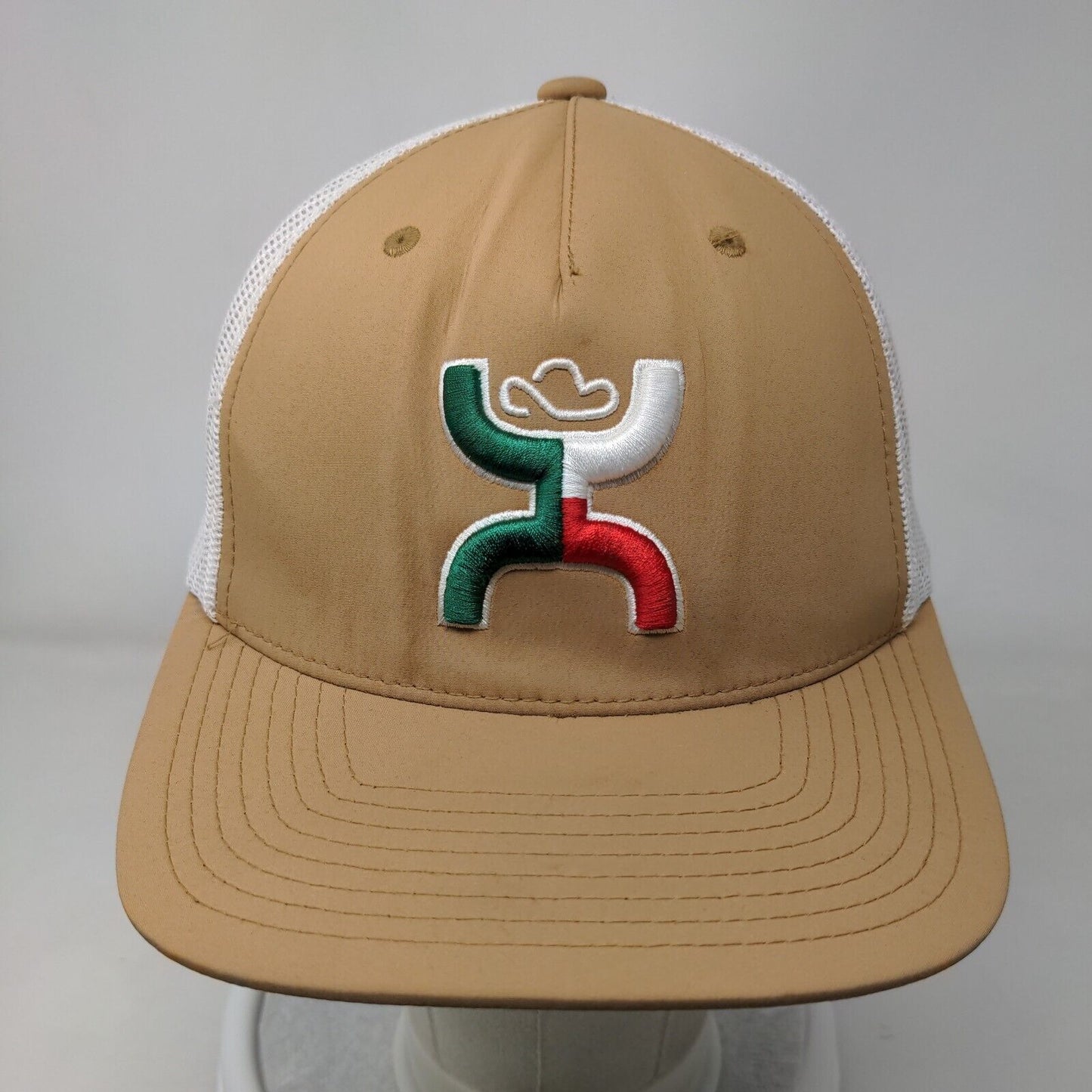 Get Your Hooey Snapback Mesh Back Trucker Hat Tan One Size Embroidered