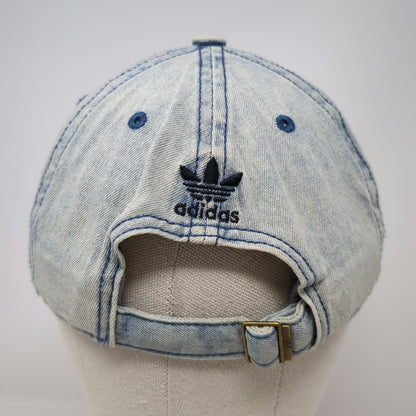 Adidas Baseball Cap Blue One Size Denim Trefoil Logo Slideback Acid Wash Hat