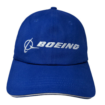 Boeing Men's Slideback Hat Blue Adjustable Embroidered Logo Cotton