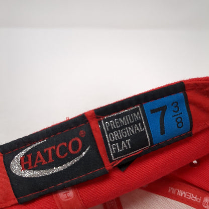 Hatco Premium Original Flat Fitted Baseball Cap Red 7 3/8 Lightweight Blank