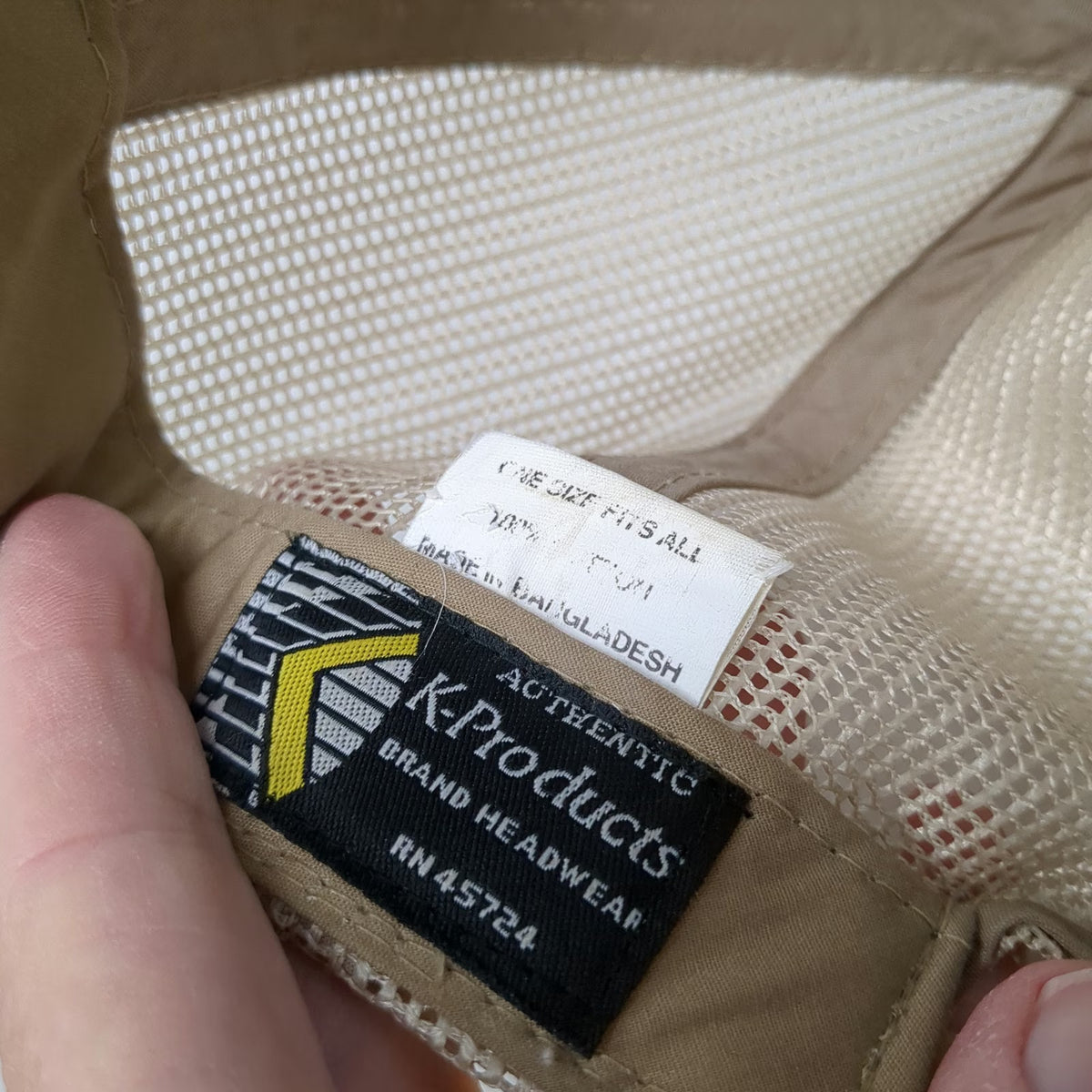 John Deere Trucker Hat Beige One Size Mesh Back Snapback Logo K-Products Work