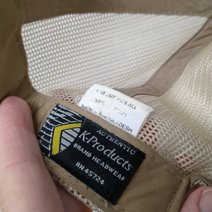 John Deere Trucker Hat Beige One Size Mesh Back Snapback Logo K-Products Work