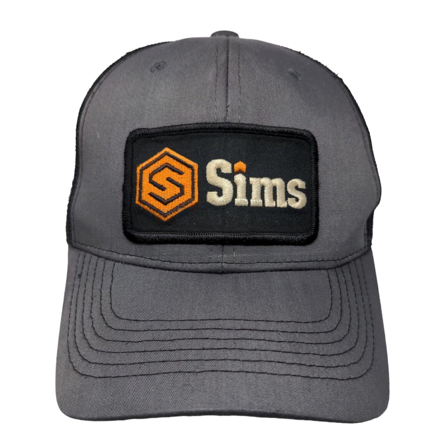 Sims Snapback Mesh Back Trucker Hat Gray One Size Embroidered Patch Colorblock