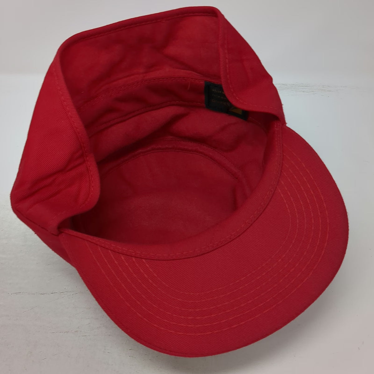 K-Brand Baseball Cap Red 7 3/8 Ear Flaps Hesston Logo Patch Made USA Hat Vintage