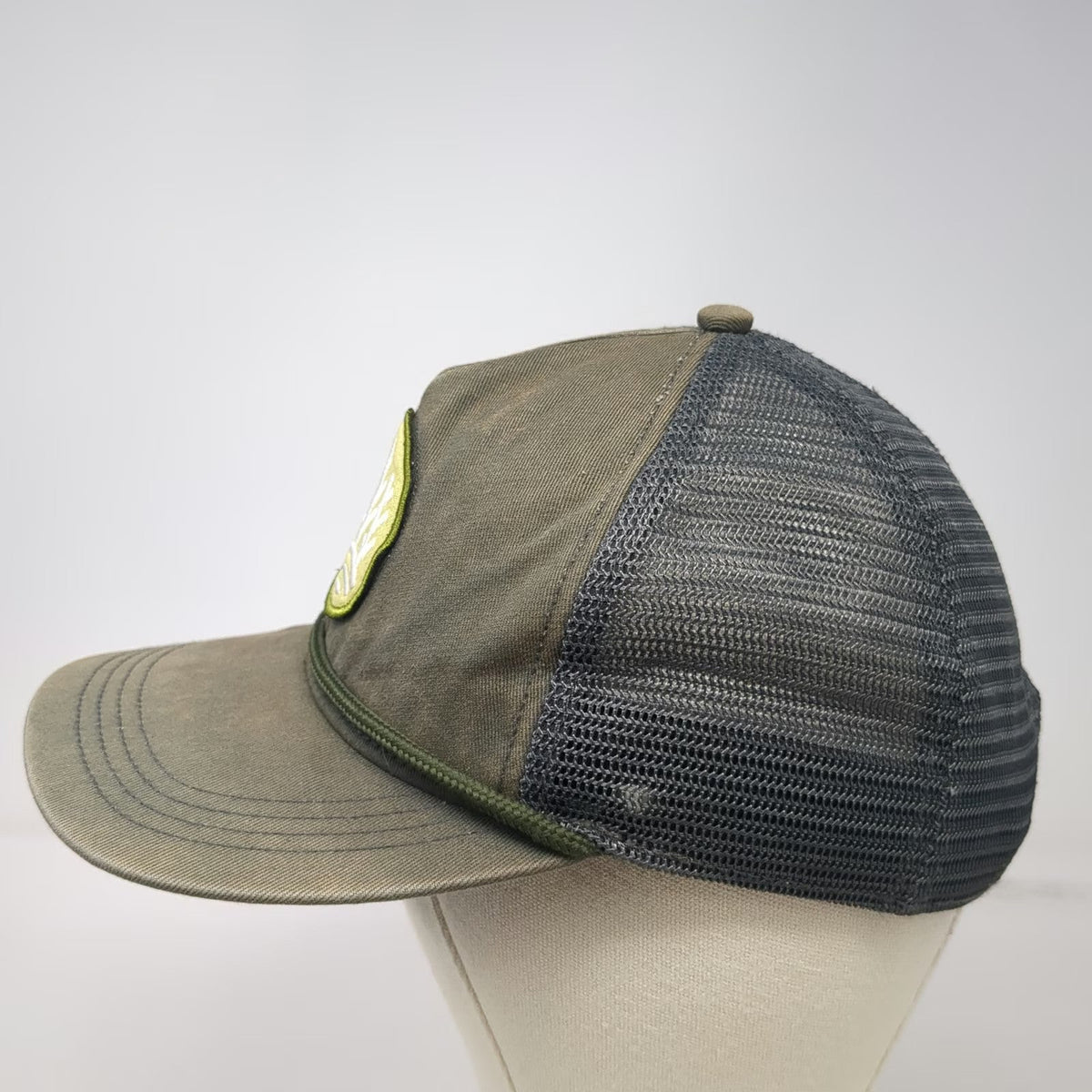 Green Trucker Hat One Size Mesh Back Rope Tree Patch Logo Snapback Outdoor Cap
