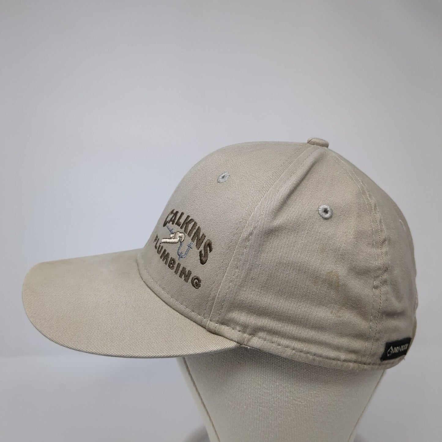 Calkins Plumbing Strapback Hat Tan One Size Adjustable Fish Dri-Duck