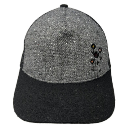 Pistil Trucker Hat Black One Size Floral Embroidery Wool Blend Mesh Snapback