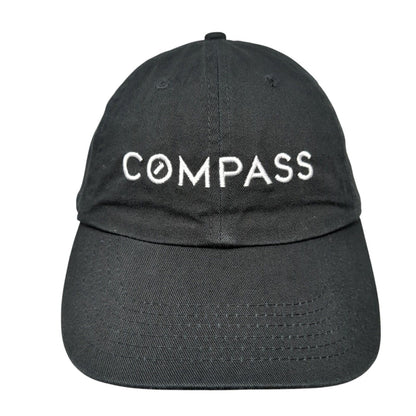Compass Slideback Hat Black One Size Adjustable Embroidered 6 Panel